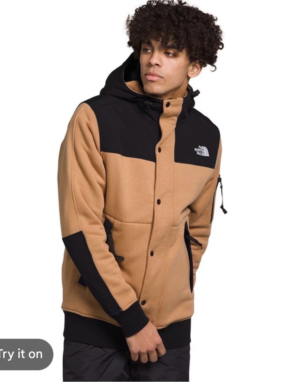 The North Face Men’s Tan and Black high trail Hooded Fleece Jacket